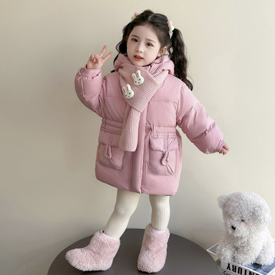 女童羽绒服中长款冬季2025新款儿童装洋气白鸭绒加厚外套保暖冬装