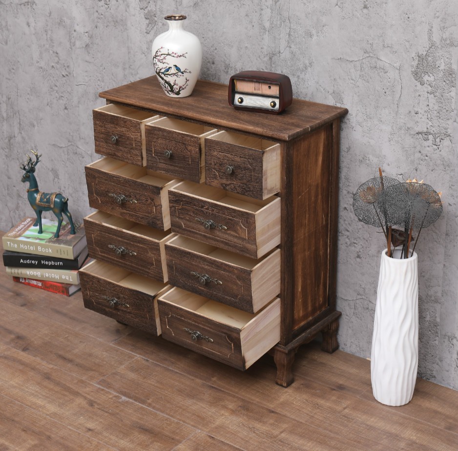 复古北欧实木床头柜简约斗柜储物柜收纳现代卧室抽屉式客厅装饰柜