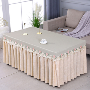四季防尘桌布防水防油薄款垂边电烤火罩雪尼尔布料长方形电炉罩