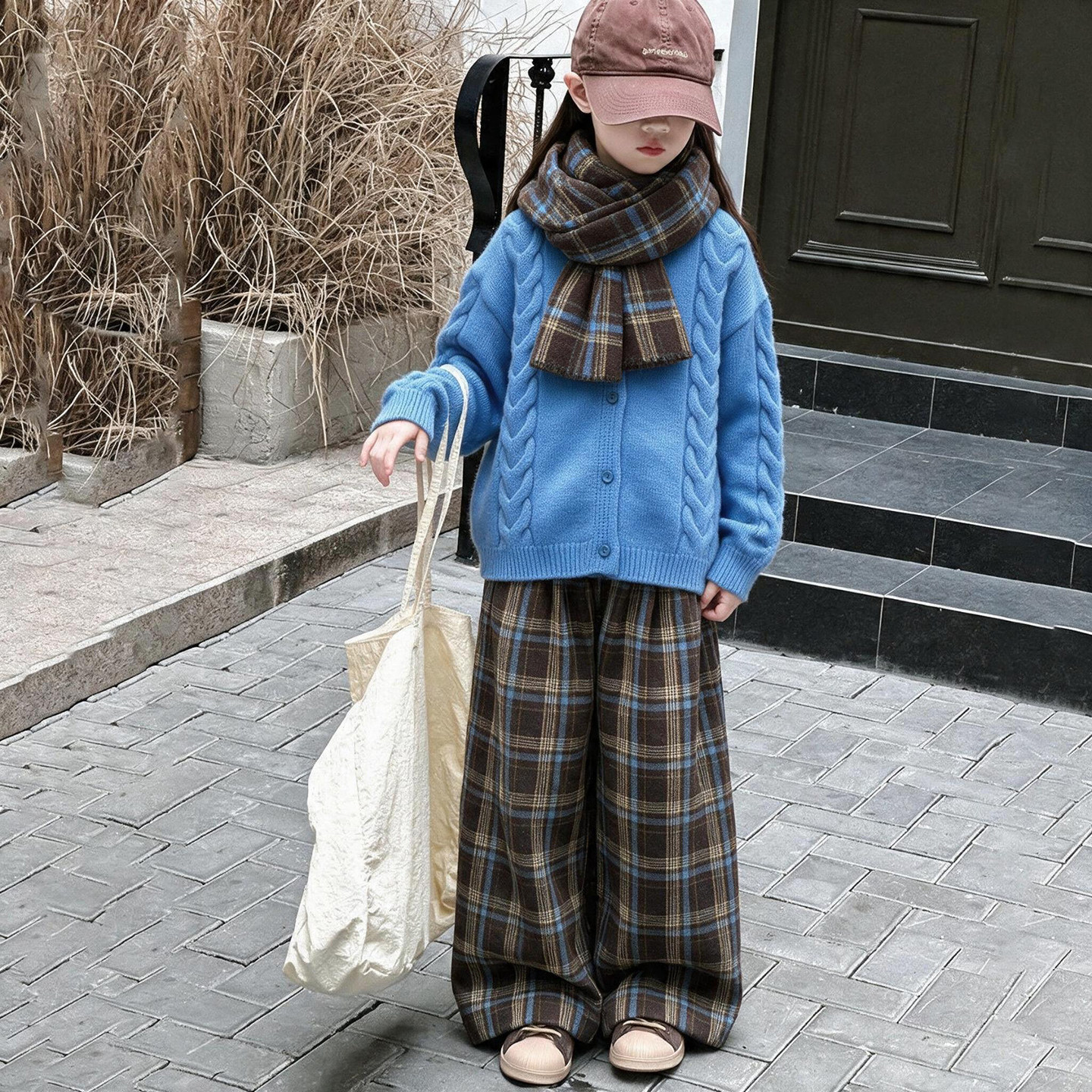 女童麻花毛衣秋装2026新款中大童开衫长袖上衣韩版圆领针织衫洋气