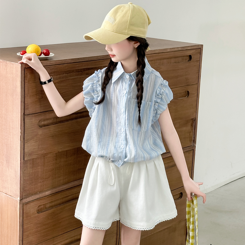 韩版两件套纯棉夏季条纹短袖套装
