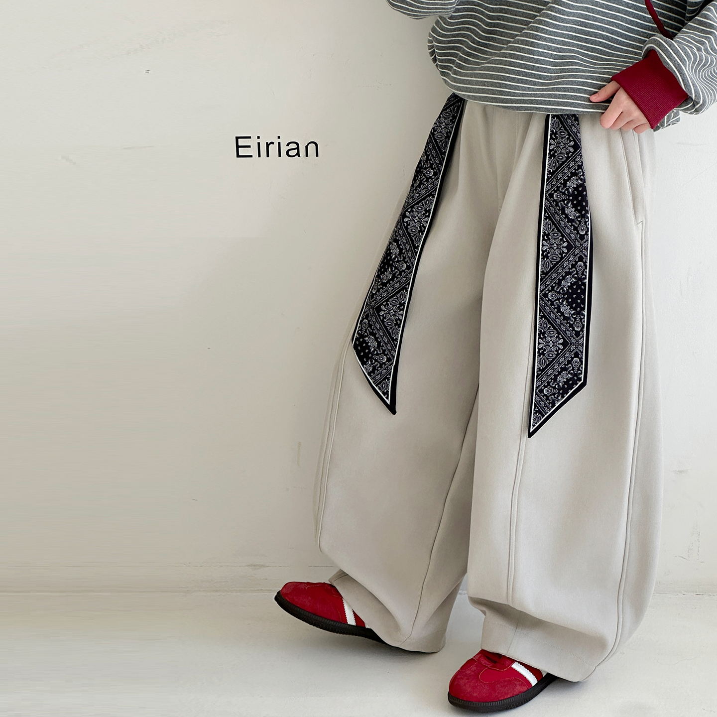 阔腿裤拼接休闲裤加绒秋冬阔腿裤