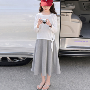 女童防晒衣连衣裙套装夏2026新款长袖T恤衫凉感A字裙两件套中大童
