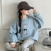 2025新款 中大童假两件套头衫 韩版 女童卫衣加厚春款 百搭打底衫 外穿