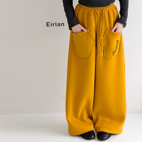 休闲裤字母阔腿裤加绒韩版弯刀裤