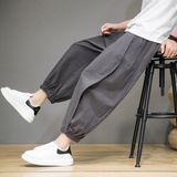 2025夏季风宽松休闲裤男日系七分裤潮流大码阔腿哈伦裤K95P45，男装牛仔裤，星座220-2