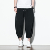 2025夏季七分裤男风棉麻哈伦裤潮流束脚灯笼裤男大码K95P45，男装牛仔裤，四季星座220-2