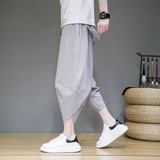 2025春夏风七分裤男宽松宽松休闲裤潮流棉麻条纹沙滩裤K14P30，男装牛仔裤，星座220-2
