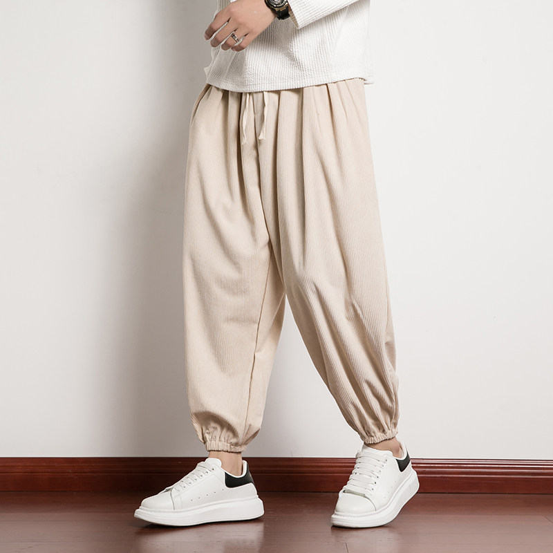 秋季新款灯芯绒休闲裤男风宽松束脚哈伦裤潮流长裤子K110P45,男装休闲裤,星座220-2