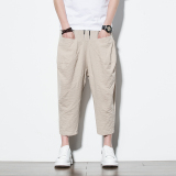 2025夏季新款风休闲裤男宽松七分裤潮流大码小脚哈伦裤K96P40，男装牛仔裤，星座220-2