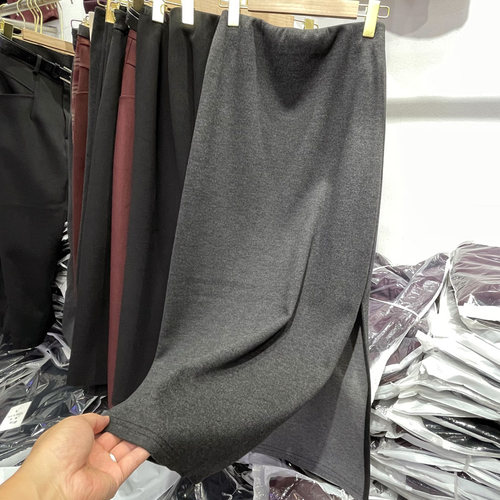 超好版型中长半身裙显瘦单侧开叉