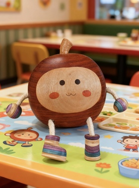 花梨木实木苹果摆件吊脚娃娃洞洞板阳台装饰品挂件电脑桌置物架小