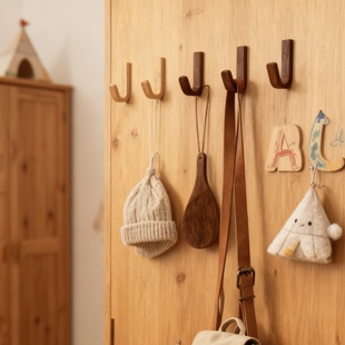 侘寂风纯实木挂钩门上门口卫生间墙面墙壁装饰品挂件实用创意挂饰