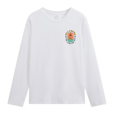 澳洲Billabong白色t恤240克重磅纯棉长袖t恤男女款休闲宽松打底衫