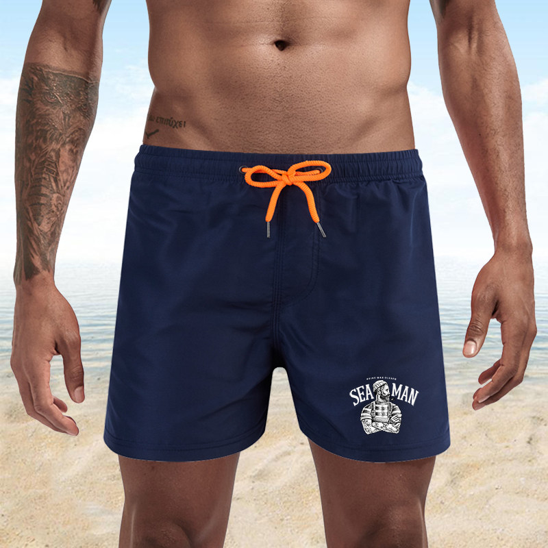 纯色男士短裤有内衬防尴尬沙滩裤温泉裤速干可下水男生泳裤休闲裤