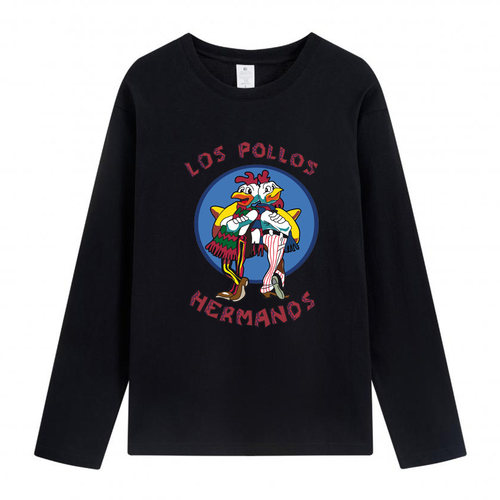 Los Pollos Hermanos炸鸡兄弟重磅纯棉秋季男女微落肩长袖圆领t恤