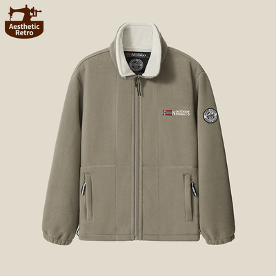 挪威摇粒绒外套男秋冬季双层内胆加绒加厚高端休闲抓绒衣夹克棉服