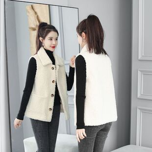 休闲马夹百搭无袖 背心外穿时尚 坎肩 无袖 羊羔绒马甲女显瘦洋气新款