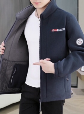 户外挪威抓绒衣男2025秋冬摇粒绒双面加绒外套保暖卫衣休闲夹克