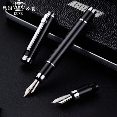 德国公爵碳纤钢笔商务练字弯头墨水笔礼盒装定制笔特制复合弯尖笔