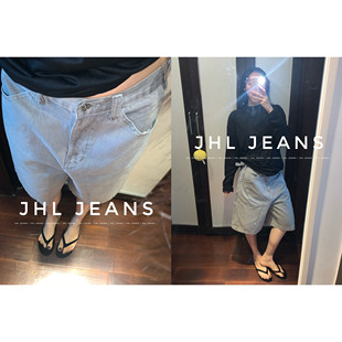 JHL JEANS 阿苏特盐染经典百搭牛仔六分裤中性风设计感直筒裤夏季