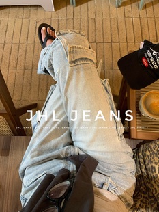 JEANS 多口袋堆积感牛仔裤 新品 复古工装 男女宽松高街 美式 JHL