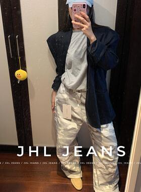 JHL JEANS 全网重磅白迷人白迷彩工装阔腿裤 男女