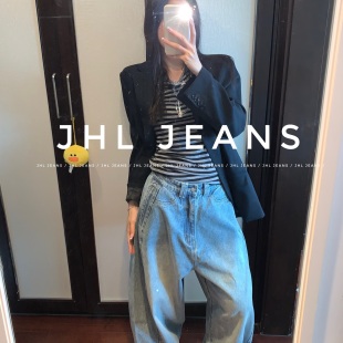 自然褪色感 25秋季 real jeans 男女 JHL 侧缝拼接弯刀牛仔裤 JEANS