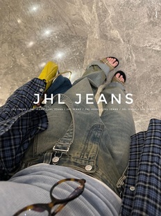 JEANS 牛仔背带裤 有趣 水洗渐层 男女 好看 JHL