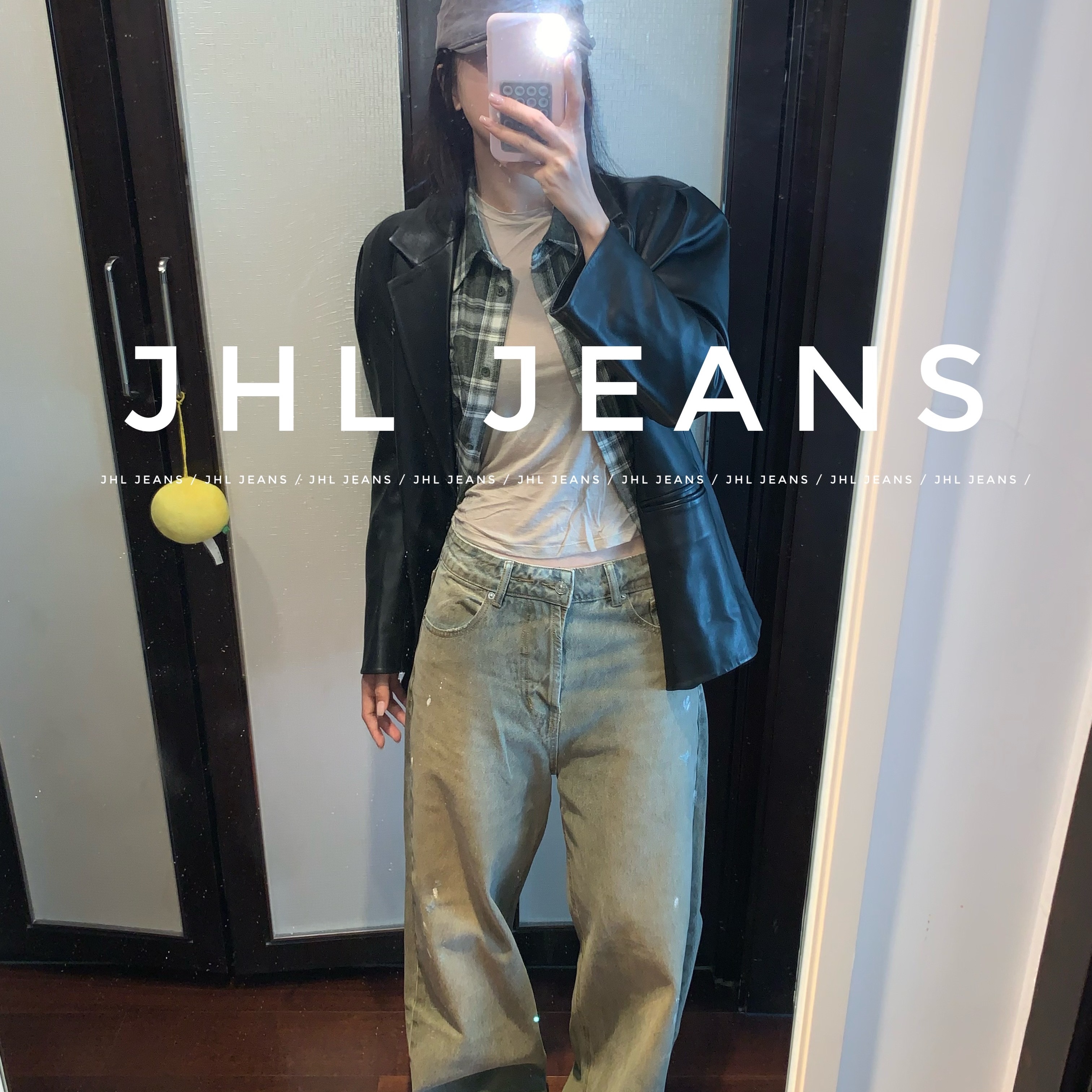 JHLJEANS复古水洗直筒牛仔裤