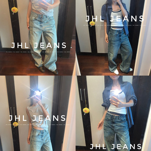 JEANS cleanfit水洗百搭显瘦牛仔裤 新品 经典 男女 宽松直筒 JHL
