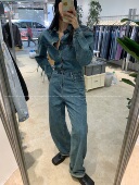 青年潮流小众品牌垫肩宽肩设计男女情侣牛仔连体裤 JHL JEANS新款