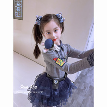 莉娜kids秋季新款兔子警官毛衣拖尾纱裙套装女童Lolita25080402