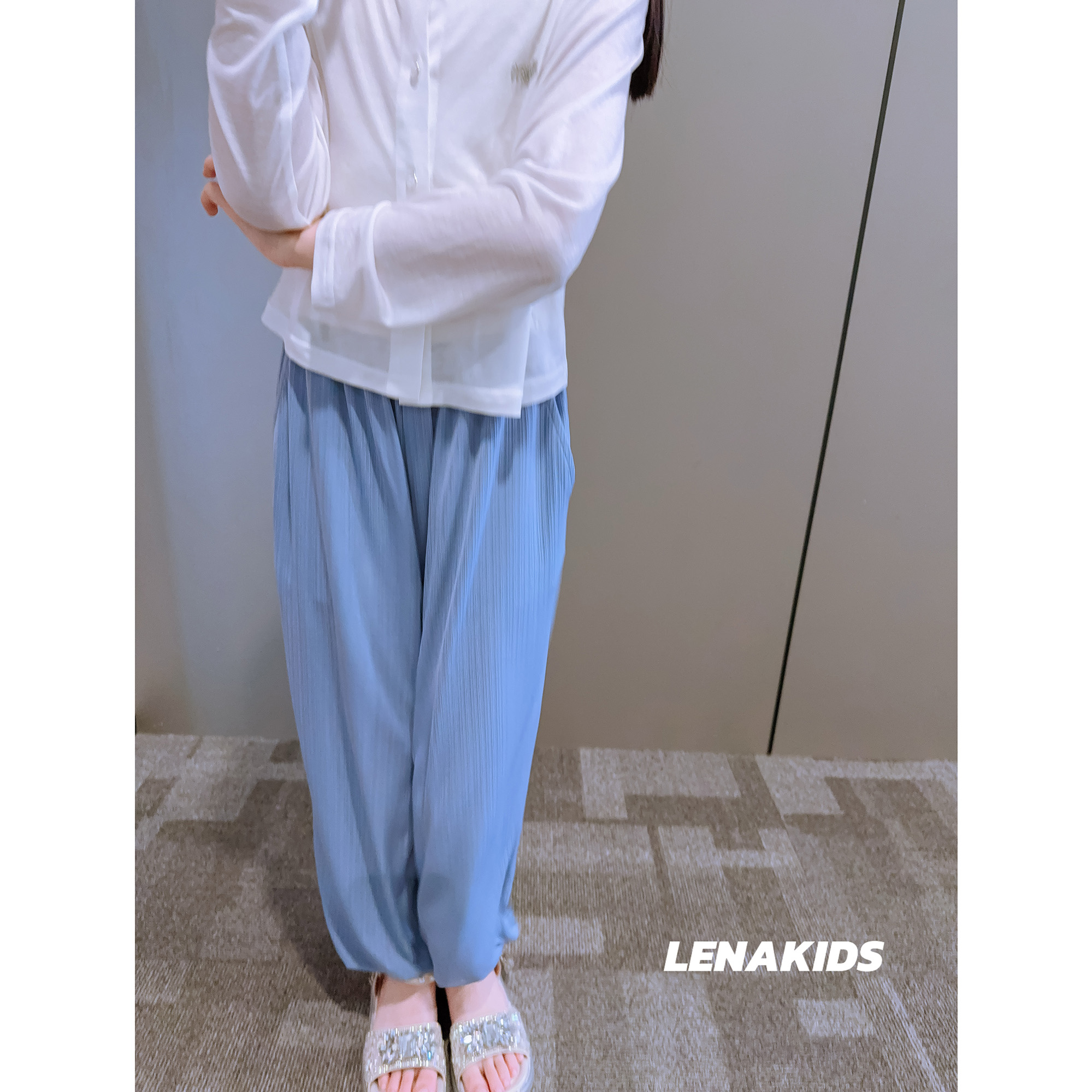 莉娜kids百搭垂感抖抖防蚊裤高定气质时髦女童裤子25042004
