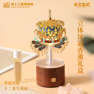明十三陵博物馆文创立体凤冠香薰礼盒 创意冰箱贴本宫喜欢*俗画说