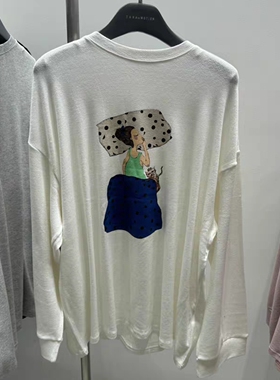 现韩国东大门代购TARA BY MOTION2026春时尚百搭人物印花长袖T恤