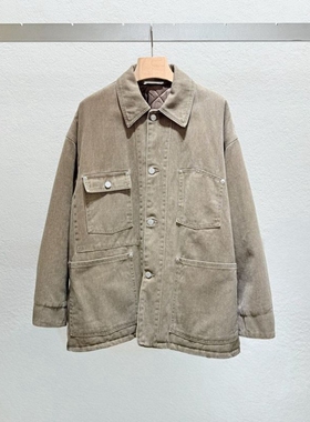 现韩国东大门代购statement2025秋冬休闲复古多口袋加棉牛仔外套
