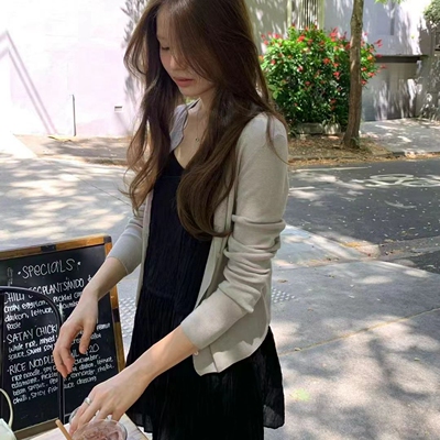 洋气韩国代购纯色吊带连衣裙