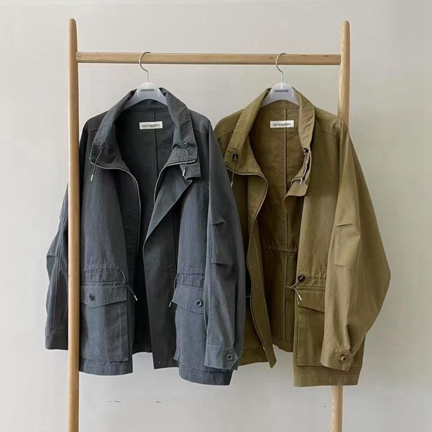 韩国代购宽松休闲立领风衣外套