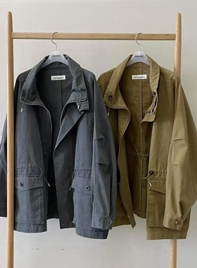 现韩国东大门代购atmosphere2025秋休闲复古立领宽松夹克风衣外套