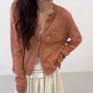 现韩国东大门代购minimuze2026春季韩系简约单排扣羊毛针织衫上衣