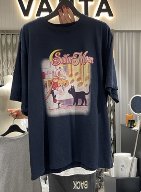 现韩国东大门VANTA2025夏季款百搭宽松卡通减龄印花舒适短袖T恤女