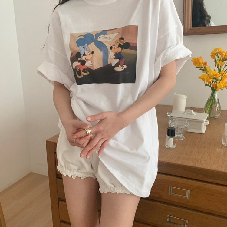 韩国代购宽松卡通纯棉短袖T恤女
