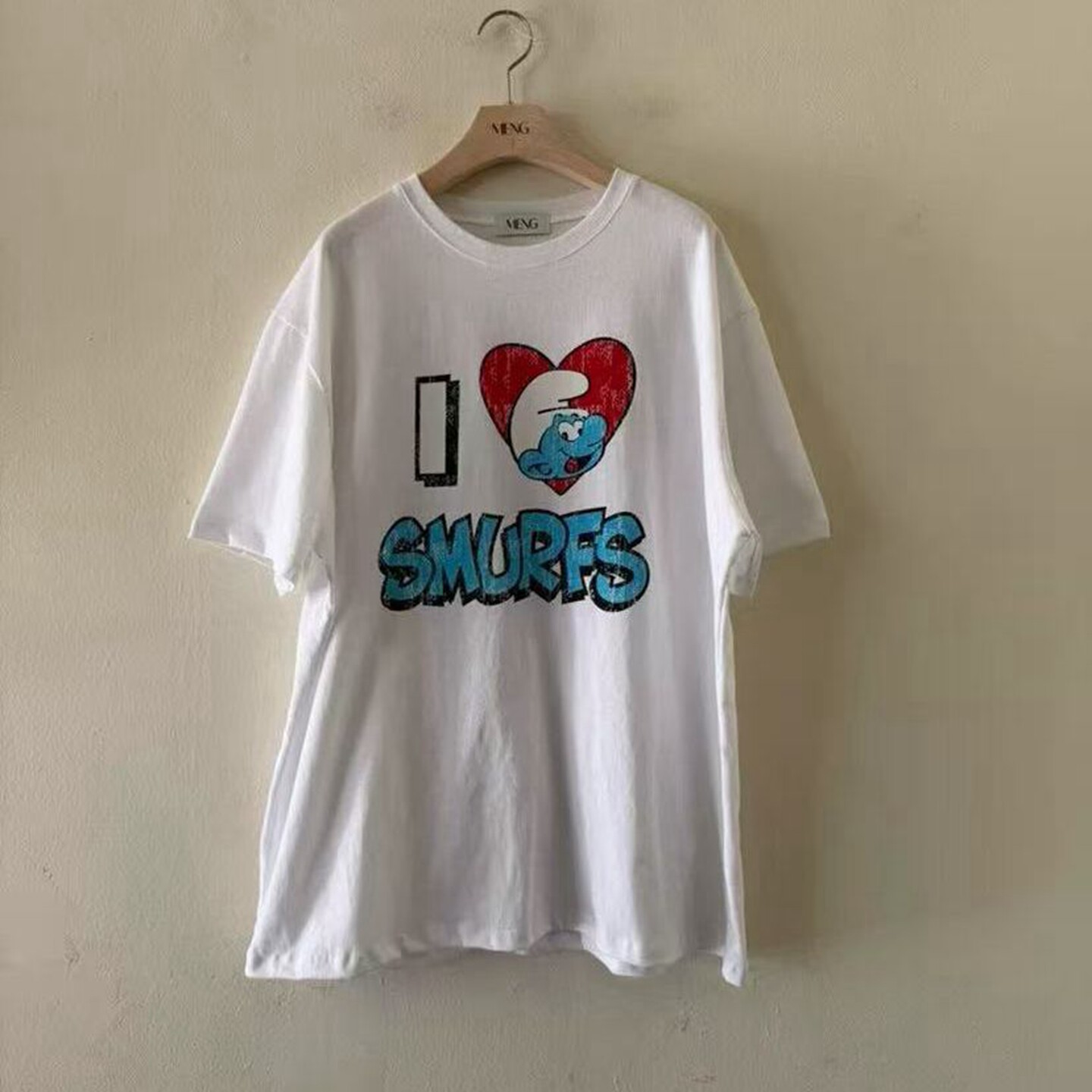 现韩国东大门代购meng2026春季休闲宽松圆领卡通字母印花短袖T恤