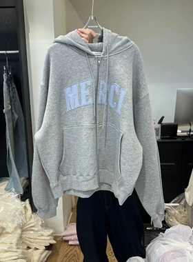 现韩国东大门代购RIVEROOM2026春季时尚休闲字母印花连帽卫衣外套