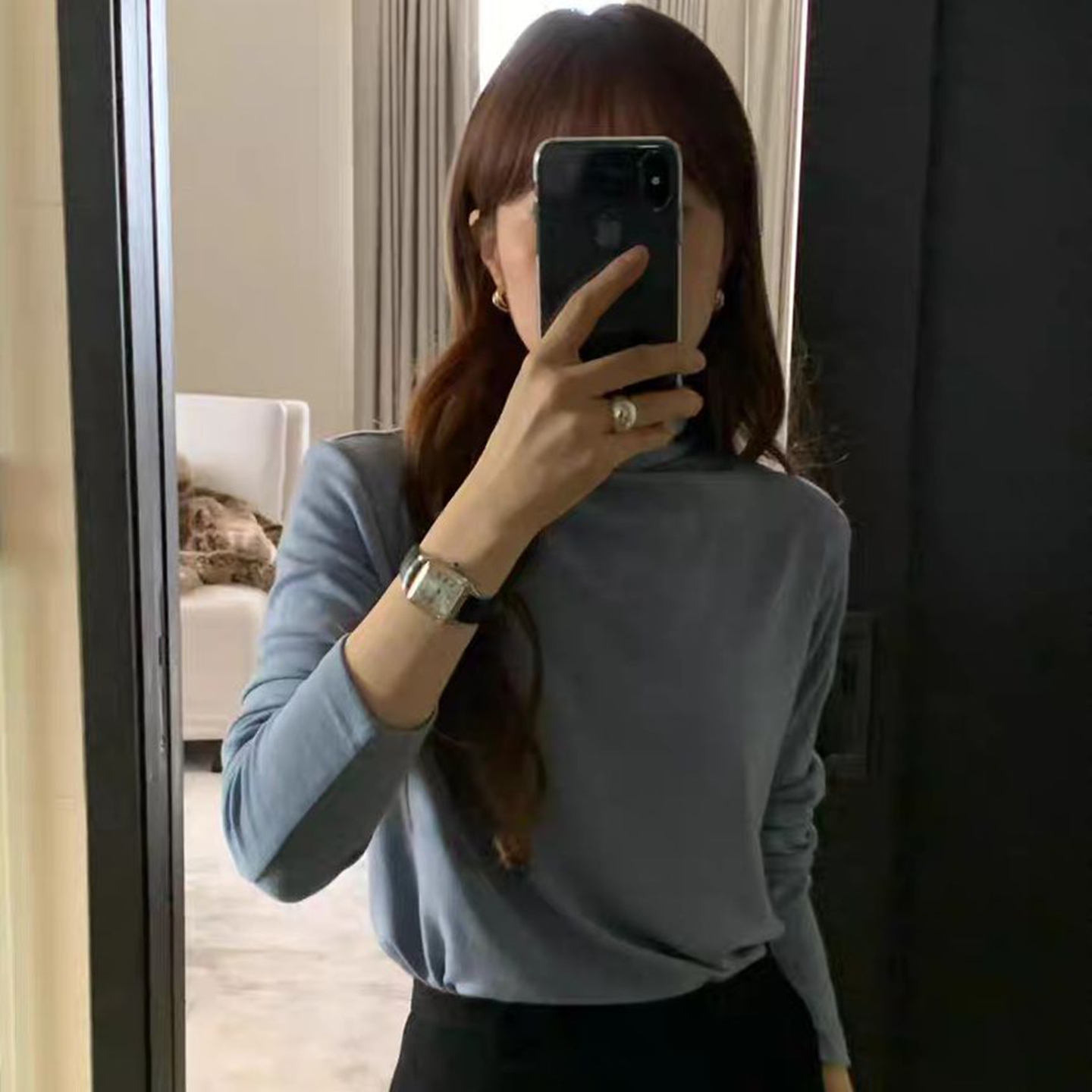 长袖时尚简约韩国代购高领T恤女