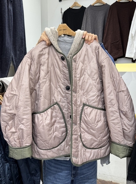 现韩国东大门代购女Grey market2025冬季宽松百搭两面穿菱格棉服