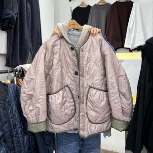 宽松百搭两面穿菱格棉服 market2025冬季 现韩国东大门代购 女Grey