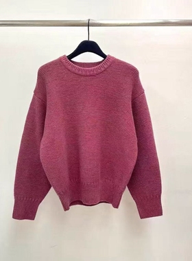 现韩国东大门代购water river2025冬季休闲宽松纯色圆领针织毛衣