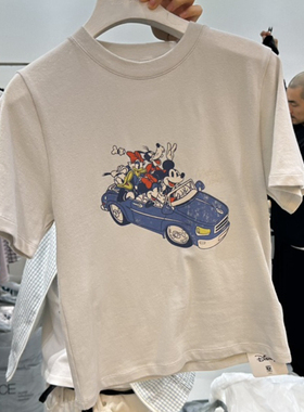 现韩国东大门代购女VISUAL SPACE2025夏新款百搭卡通汽车短袖T恤